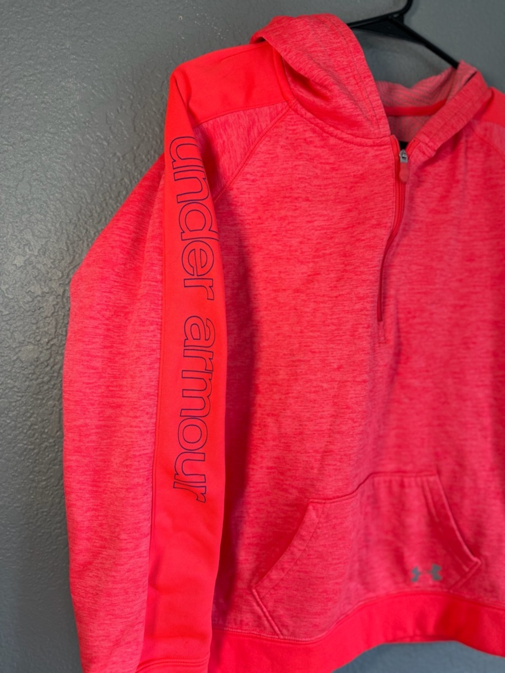 Under Armour Girls Pink Hooded Quarter-Zip Pullover Jacket